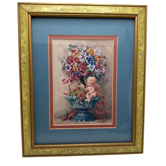 Barbara Mock Mythical Topiary Framed Artwork Signed 11.5"x9.5"‎ Contemporary - Picture 1 of 9